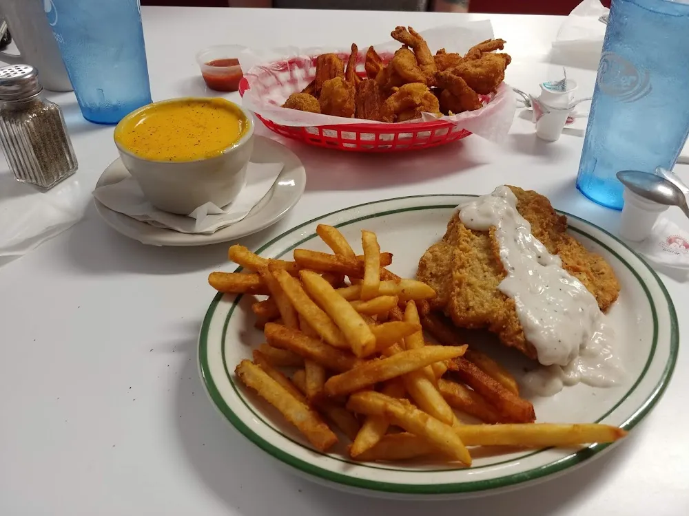 Country Fried Steak with French Fries and Cheese