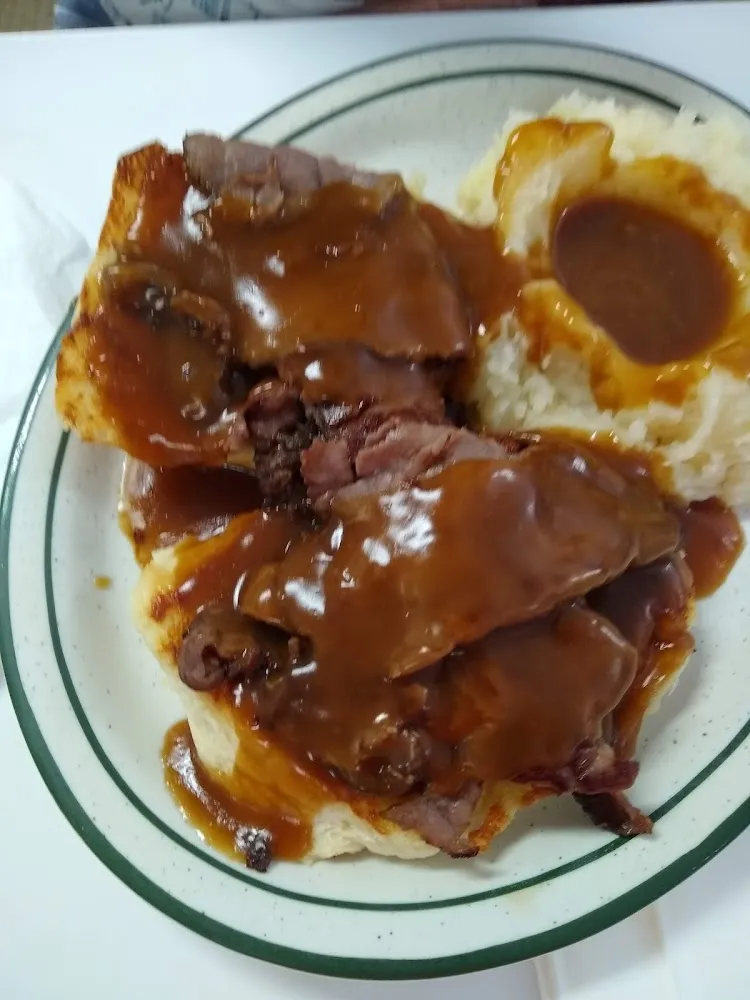 Roast Beef and Gravy over Mashed Potatoes